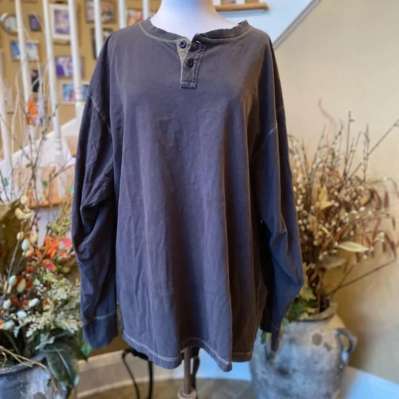 North River Outfitters XXL Green Cotton Pullover Shirt. Crew Neck w/2 Buttn Neck - Picture 1 of 7